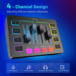 4-Channel Audio Mixer | Stream & Podcast Like a Pro